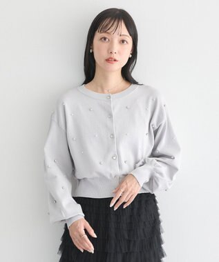 earth music&ecology パール＆ビジューカーディガン Gray