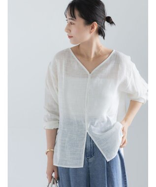 Te chichi レーヨンリネンメッシュシャツ
