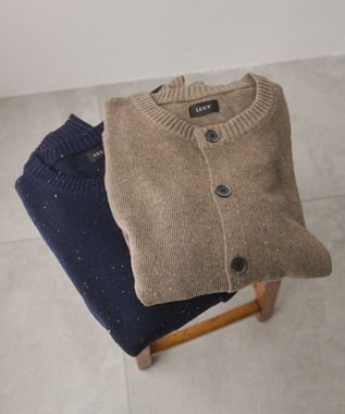 WEGO ネップクルーネックカーディガン ネイビー