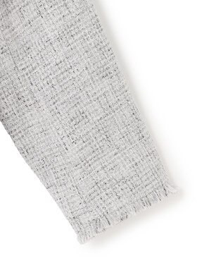 ICB ライトブッチャーツイード ノーカラージャケット ライトグレーミックス