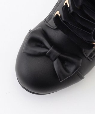ANY KIDS リボン付き編み上げブーツ ブラック