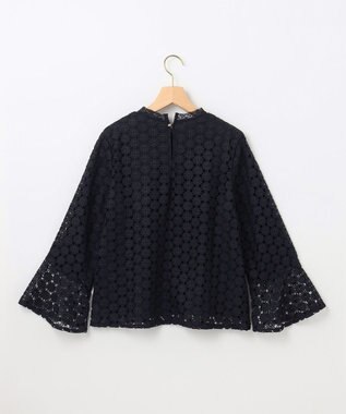 組曲 【WEB限定】フラワーレース 袖フレアトップス ネイビー系