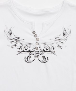 WEGO ヘンリーネックドームスタッズT ホワイト