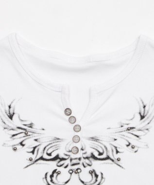 WEGO ヘンリーネックドームスタッズT ホワイト