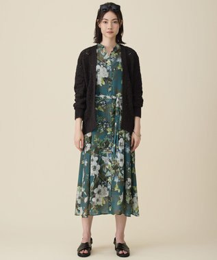 自由区 ジオメトリックモチーフ カーディガン ダークブラウン