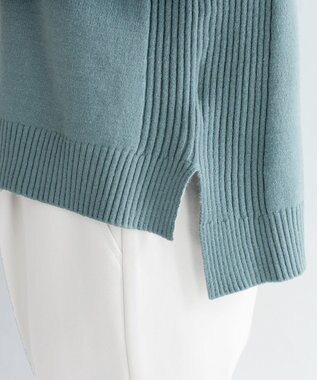 Tiaclasse L 【洗える】もっちり柔らかいリブタートルプルオーバーニット ミント
