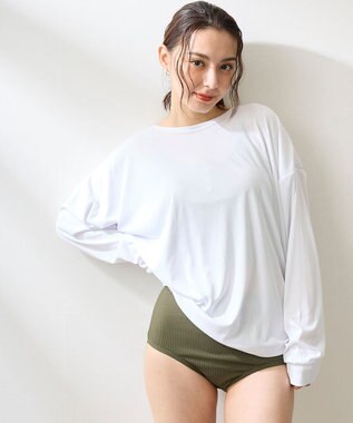 OP／FILA 【ocean pacific】ラッシュガード付き水着4点セット キャミデザイン カーキ