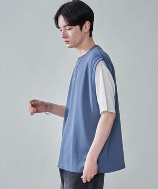 WEGO 【２点セット/ベスト×Tシャツ】アンサンブルベスト（SS） ブルー