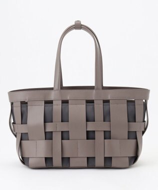 Y'SACCS 【リサイクルレザー】メッシュかごバッグ　large グレージュ×グレージュ