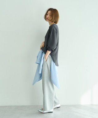 YECCA VECCA 2wayリブMIXジョーゼットブラウス Charcoal Gray