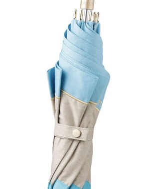 MOONBAT FURLA 晴雨兼用日傘 長傘 シャンブレー切継 ／遮光 遮熱 UV ターコイズ