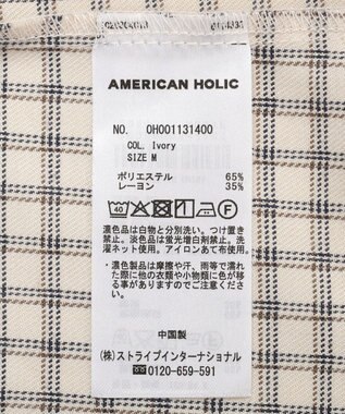AMERICAN HOLIC ミニチェックショート丈シャツ Ivory