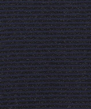 自由区 L 【洗える】ラメボーダー ニット ネイビー×ブラック