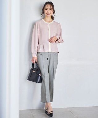 ANY SIS S 【洗える】褒めらレディテーパード パンツ グレーシャンブレー