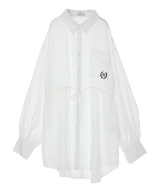 earth music&ecology ワンポイント刺繍ロングシャツ White