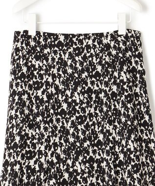 ICB 【洗える】シルエットフラワープリント マーメイドスカート ブラックベース柄