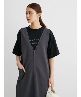 Green Parks ・ＥＬＥＮＣＡＲＥ　ＤＵＥ　２ｗａｙＶネックジャンスカ Charcoal Gray