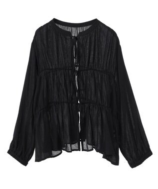 YECCA VECCA リボンデザインシアーブラウス Brown