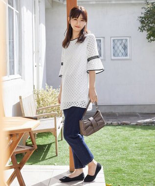 Tiaclasse 【安田美沙子さん着用・洗える】ストレッチストレートデニム ネイビー