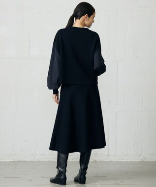 自由区 S ウールミラノランタンスリーブ ニット ネイビー