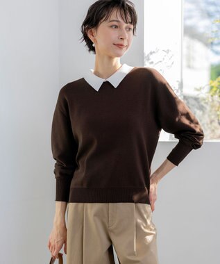 23区 【WEB&一部店舗限定】バイカラーデザイン 2WAY ニット ダークブラウン系