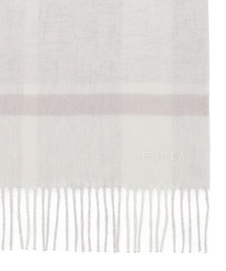 MOONBAT 【洗える】FURLA カシミヤ混ラメ入りチェックストールマフラー／幅30cm グレー