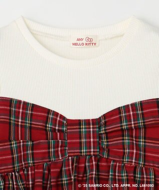 ANY KIDS 【ハローキティ×ANY KIDS】ドッキング刺繍 長袖Tシャツ レッド