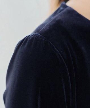 Tiaclasse 【洗える】ベロア異素材ドッキングワンピース ブラック