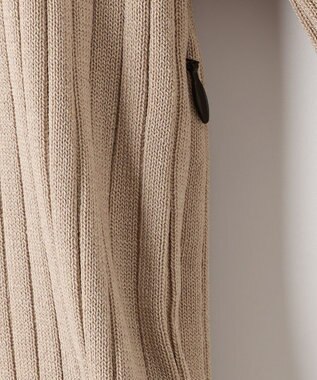 Feroux 【洗える】バイカラー襟ニットドッキング ワンピース ベージュ系