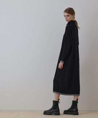 GRACE CONTINENTAL バイカラーストレートニットワンピース ブラック