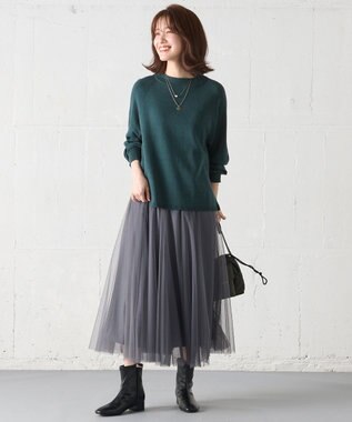 ANY 【ウエストゴム】チュールフレアースカート チャコール