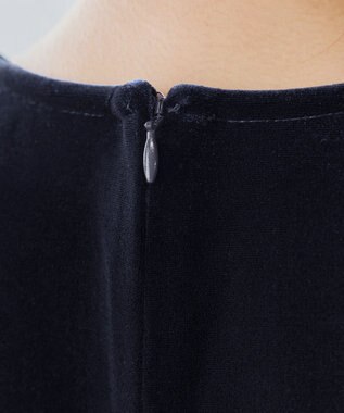 Tiaclasse 【洗える】ベロア異素材ドッキングワンピース ブラック