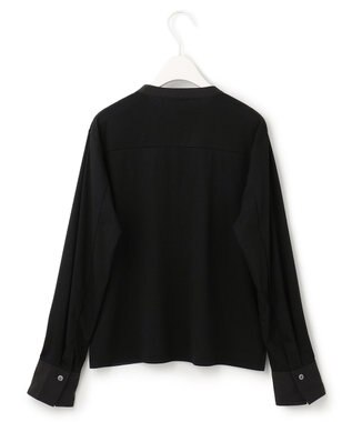 ICB 【洗える】 コンビネーションジャージー ピンタックカットソー ブラック系