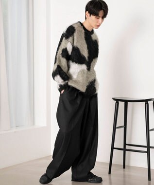 WEGO 【ユニセックス着用ITEM】マーブルシャギーニットプルオーバー ブラック