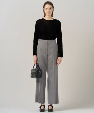 ICB 【洗える】T/Wブロード ワイドストレートパンツ ライトグレー系