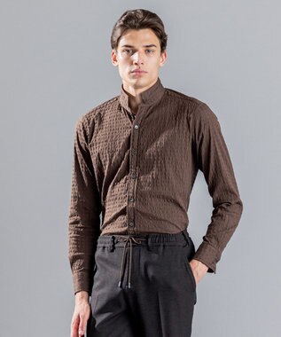 JOSEPH HOMME トリックジャガード　ウイングカラーシャツ キャメル系
