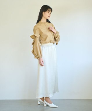 #Newans 【ANSWER for Co-Creation】フリルスリーブバンドカラーブラウス キャメル系