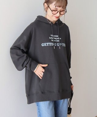 AMERICAN HOLIC フロッキーロゴプリント裏毛パーカー Charcoal Gray