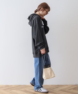 AMERICAN HOLIC フロッキーロゴプリント裏毛パーカー Charcoal Gray