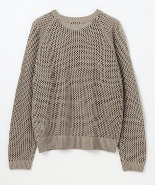 ANY L 【洗濯機可】ラメニットメッシュプルオーバー モカ