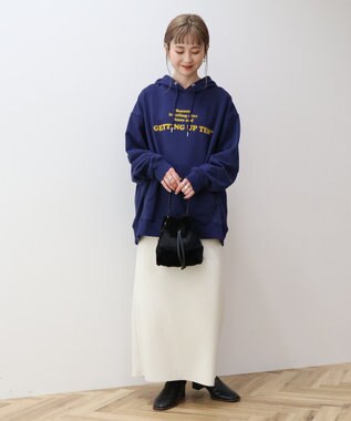 AMERICAN HOLIC フロッキーロゴプリント裏毛パーカー Navy