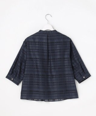 J.PRESS LADIES L シアーチェック カットソー ダルブルー系