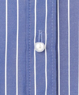 ANY 【洗濯機可】ラメストライプ半袖シャツブラウス ネイビー×オフストライプ