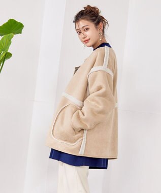 Tiaclasse 2wayリバーシブルボアショートブルゾン アイボリー