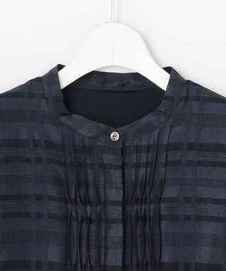 J.PRESS LADIES L シアーチェック カットソー ダルブルー系