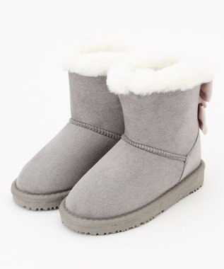 ANY KIDS フェイクムートンリボンブーツ グレー