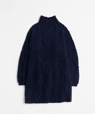 LENO ARAN ONEPIECE　アラン柄ニットワンピース NAVY