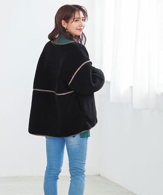 Tiaclasse 2wayリバーシブルボアショートブルゾン ブラック