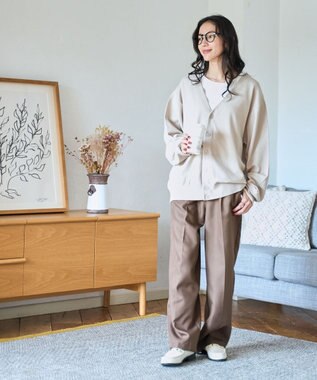 WEGO 【ユニセックス着用ITEM/MLサイズ展開】ドロップショルダーカーディガン ライトベージュ