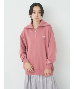 earth music&ecology Ｌｅｅ×ｅ．ｍ．ａ．ｅ．　ハーフジップ刺繍スウェット Pink